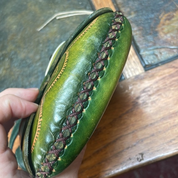 2 owl embossed leather handmade crossbody wristlet keychain bag handbag purse - Picture 6 of 11